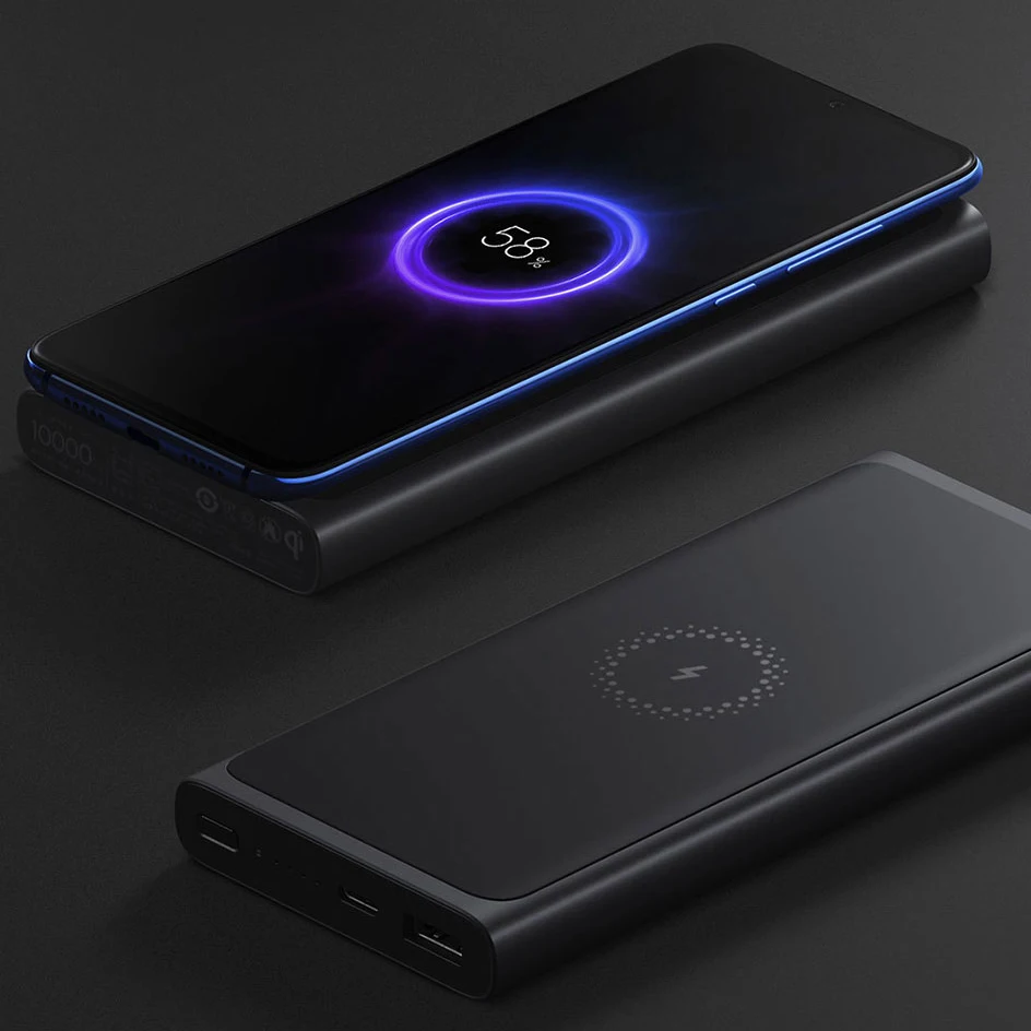 Беспроводное зарядное устройство Xiaomi Mi 10000 мАч USB Type C Быстрое беспроводное Qi для