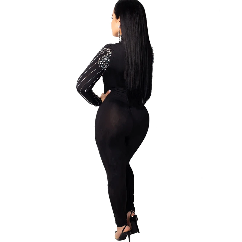 Женская модная Клубная одежда с блестками сетчатый комбинезон женские