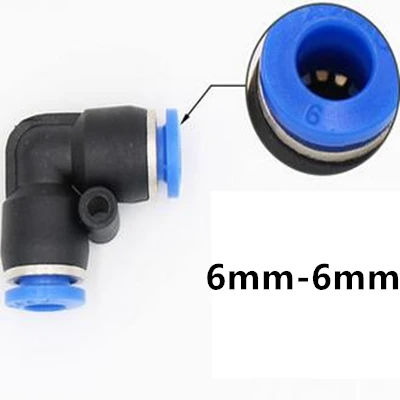 6mm-6mm Пневматический шланг диаметром 4 мм, 6 мм, 8 мм, 10 мм, 12 мм, пластиковый локоть, быстроразъемные пластиковые газовые фитинги - Цвет: 6mm-6mm