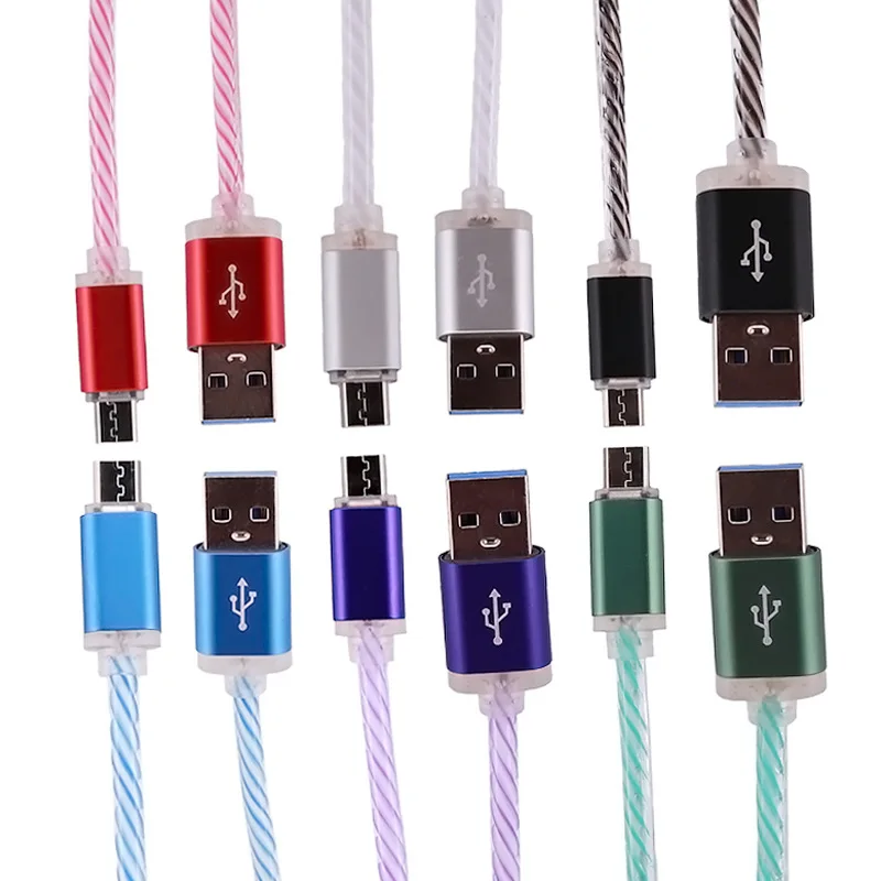 Цветной люминесцентный USB-кабель для передачи данных светодиодный градиентный