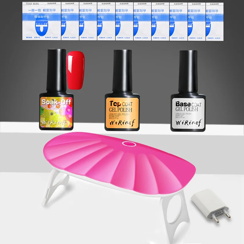 S4301 nail gel set WiRinef набор для ногтей, УФ-светодиодный светильник, сушилка, УФ-Гель-лак для замачивания, лак, верхнее Базовое покрытие, маникюр, Масло для кутикулы, набор для ногтей - Цвет: S4301 nail gel set