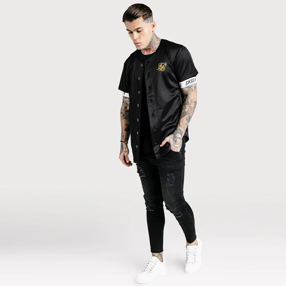 Бейсбольная Футболка siksilk с вышивкой футболка в стиле хип-хоп для мужчин и женщин