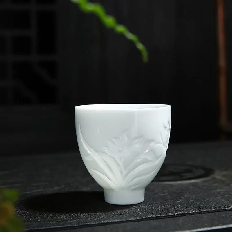 Сине-белые фарфоровые чайные чашки с цветком лотоса 1 шт. кунг-фу мастер чайная