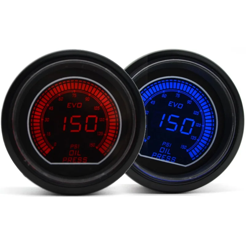 Oil Pressure " 52 мм Автомобильный наддув/Температура воды/Температура масла/Масляный Пресс/Вольт/Тахометр/вакуум/Воздушный расход топлива/датчик EGT красный и синий двойной светодиод+ манометр стручки - Цвет: Oil Pressure