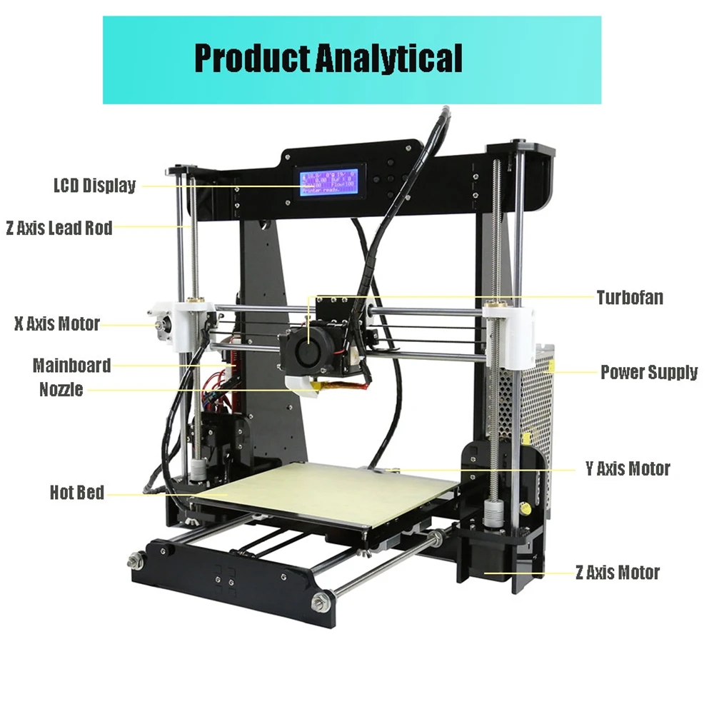 Anet A8 3d принтер ЖК экран Высокая точность Reprap Impressora Настольный акриловый комплект