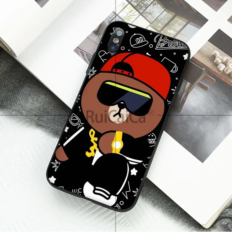Ruicaica Line Friends BROWN Bear cool Black TPU Soft Phone Cover for Apple iPhone 8 7 6 6S Plus X XS MAX 5 5S SE XR Mobile Cases | Мобильные
