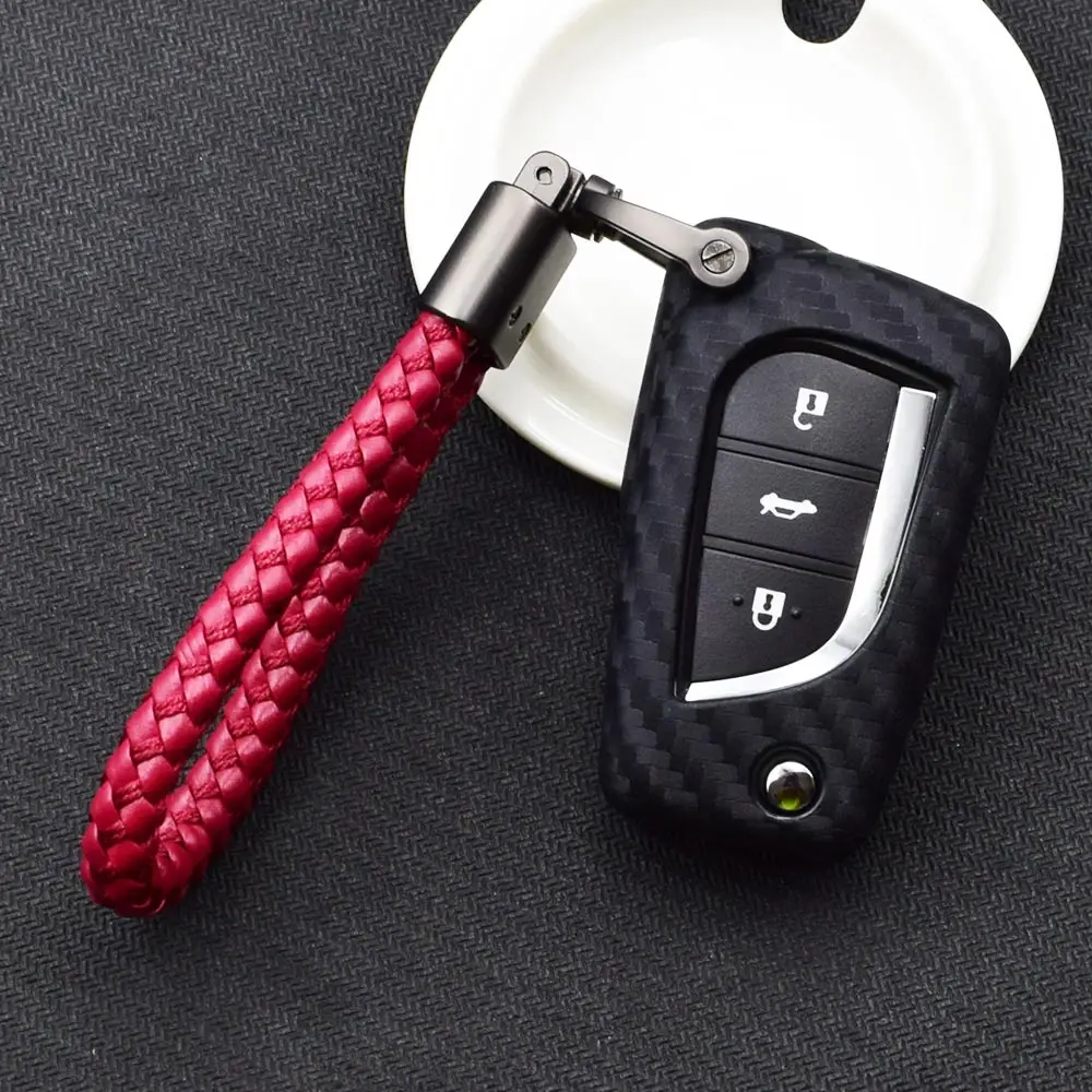 Carbon Fiber Pattern Silicone Car Key Case for Toyota Auris Corolla Avensis Verso Yaris Aygo Scion TC IM 2015 2016 Remote Cover |