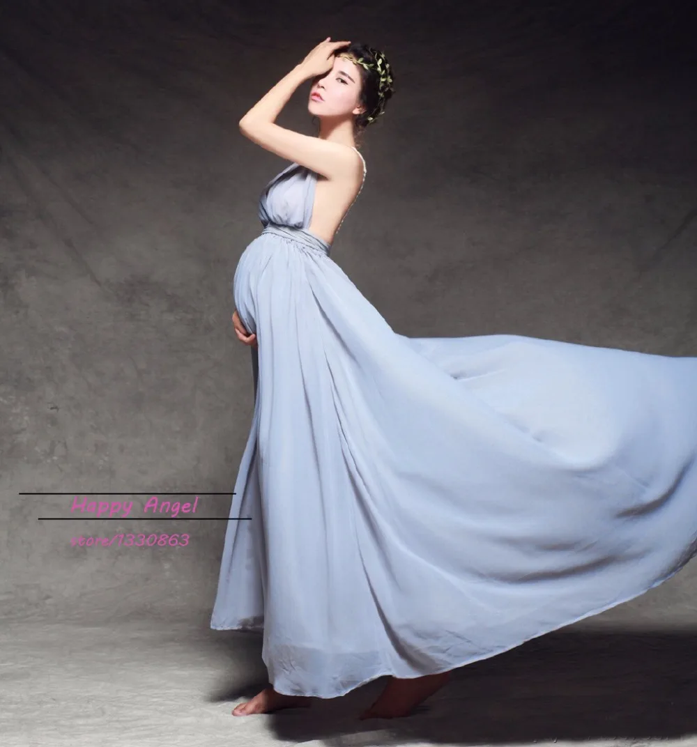 Элегантная фотография беременной женщины реквизит светло голубой детский душ