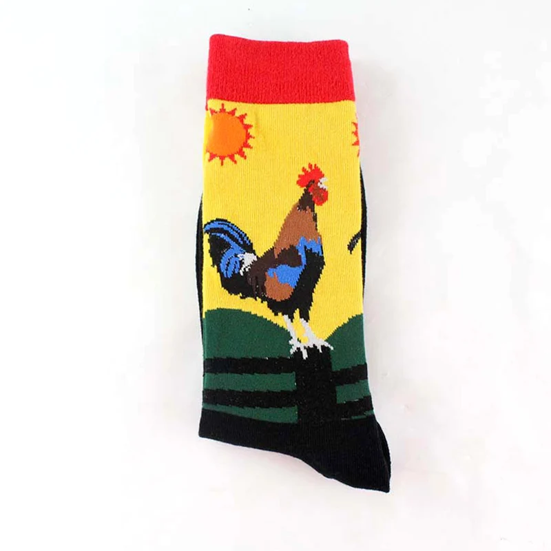 Happy Socks, новинка, мужские носки с рисунками животных, женские винтажные носки с масляной краской, Акула, Мона, Лиза, Короткие забавные хлопковые носки с креативным рисунком