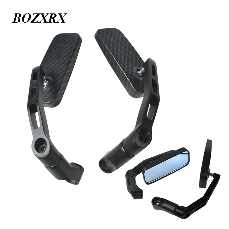

BOZXRX 1pair Motorcycle Side Rear Rearview Mirror Fiber Rectangle Motorbike Accessories Moto Motorcycle Blue Mirror 8mm 10mm