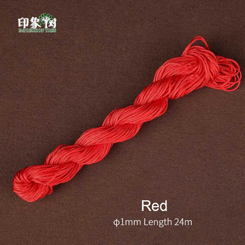 Red 1 шт. длина 24 м* 1 мм Разноцветные нейлоновые веревки для макраме DIY кисточка браслет для бисероплетения китайские узлы нить для изготовления ювелирных изделий 404 - Цвет: Red