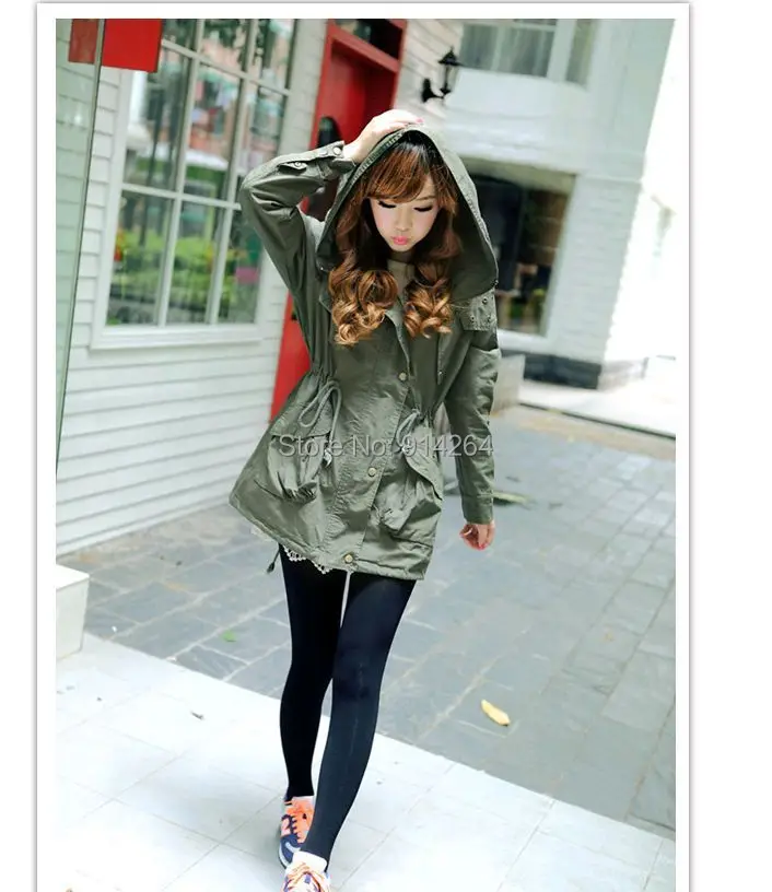 Women's Lightweight Military Army Green Parka Jacket Coat Hoodie (M/L/XL) Size | Женская одежда