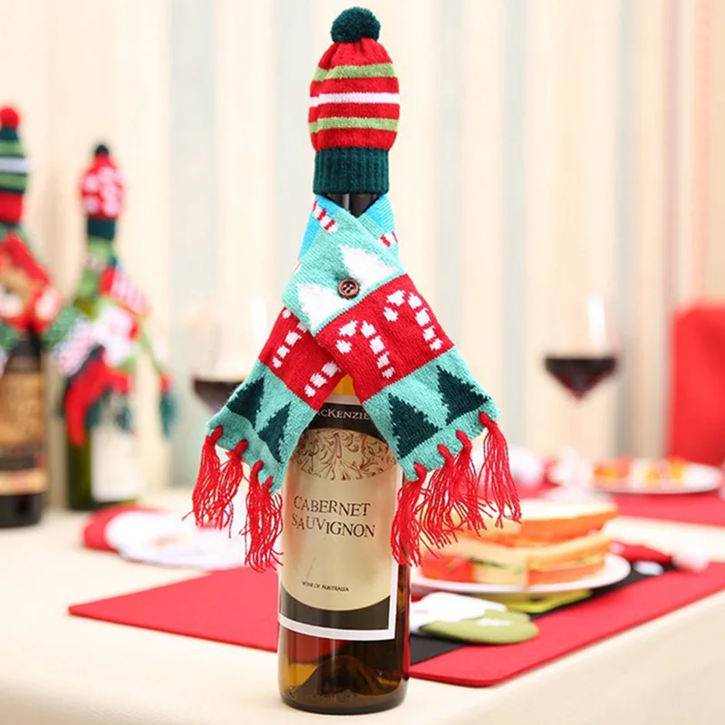 QuickDone Рождество бутылки вина украшения для дома Санта Клаус шарф шляпа костюм