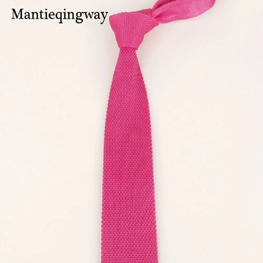 Mantieqingway 7 см Вязаные Галстуки для мужчин вязаный галстук для свадьбы вязание тонкий Gravatas мужчин s полиэстер Corbatas платье с поясом - Цвет: 095