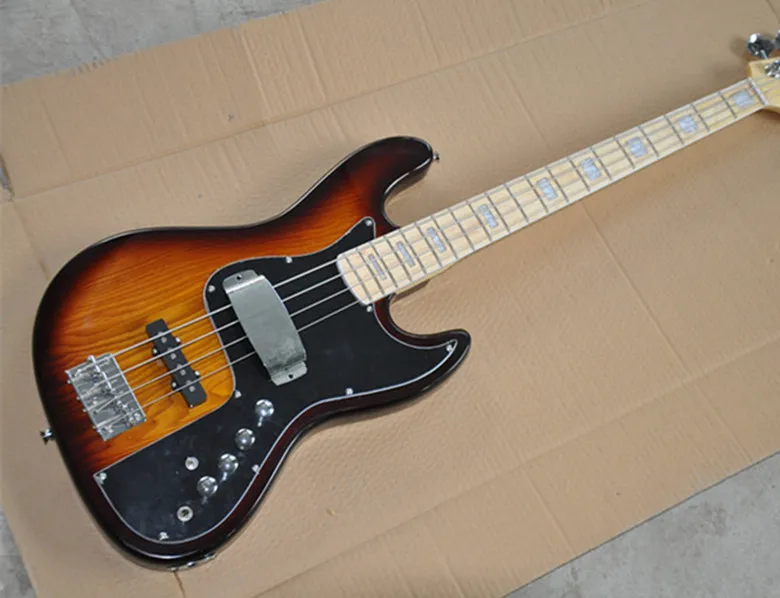 Новое поступление высокое качество Firehawk Custom Shop Sunburst Active 9V 4 String Miller Jazz Bass гитара с кленовым грифом - Цвет: bass only