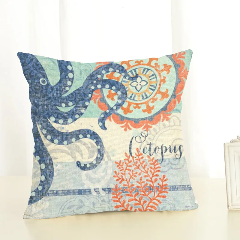 45x45cm Cushion Cover Ocean Adnimal Starfish Decoration Throw Pillow Case Cojines Decorativos Para Sofa Chair Bedroom Office | Дом и сад