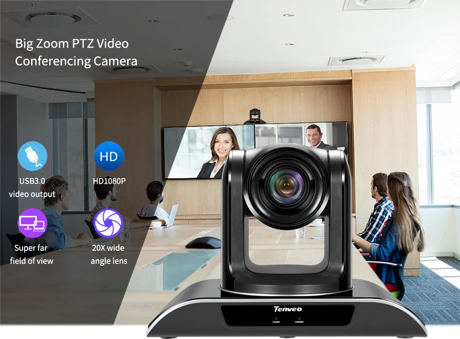 Tenveo VHD203U 1080p60fps видео конференц-система 2MP PTZ HDMI камера 20X зум USB 3,0 HDMI выход ConferenceCam для больших помещений