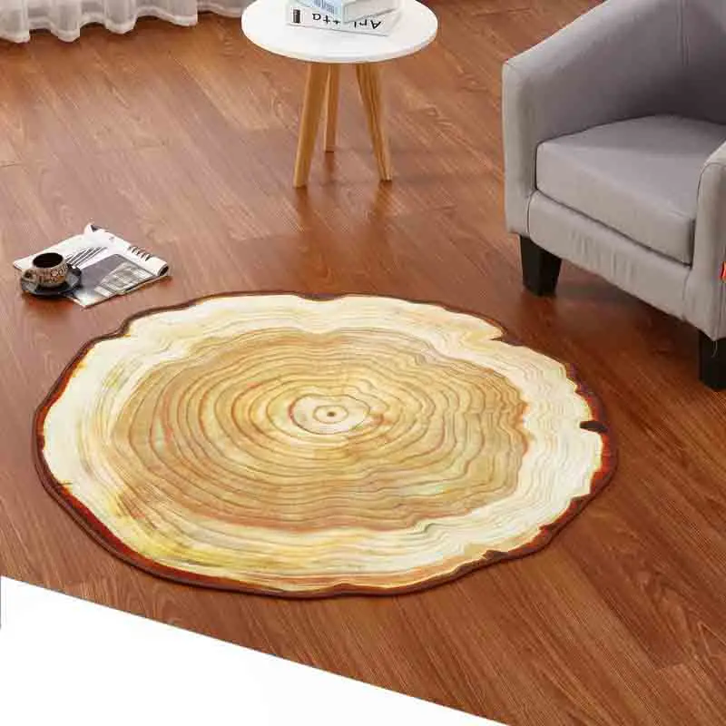 Круглый ковер Kingart 80/100/120/160 из древесины под старину круглый с кольцами для