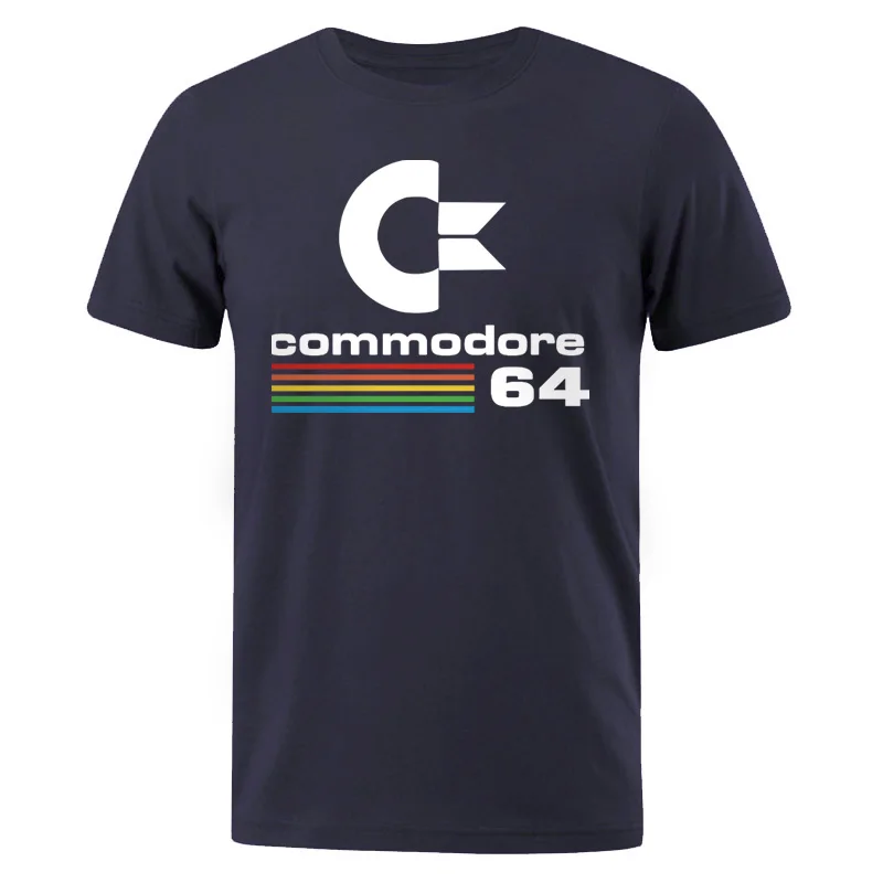 dark blue 6 Мужские футболки Лето Commodore 64 Футболка с принтом C64 SID Amiga Ретро крутой дизайн футболка с коротким рукавом Топ Футболка Мужская s одежда - Цвет: dark blue 6