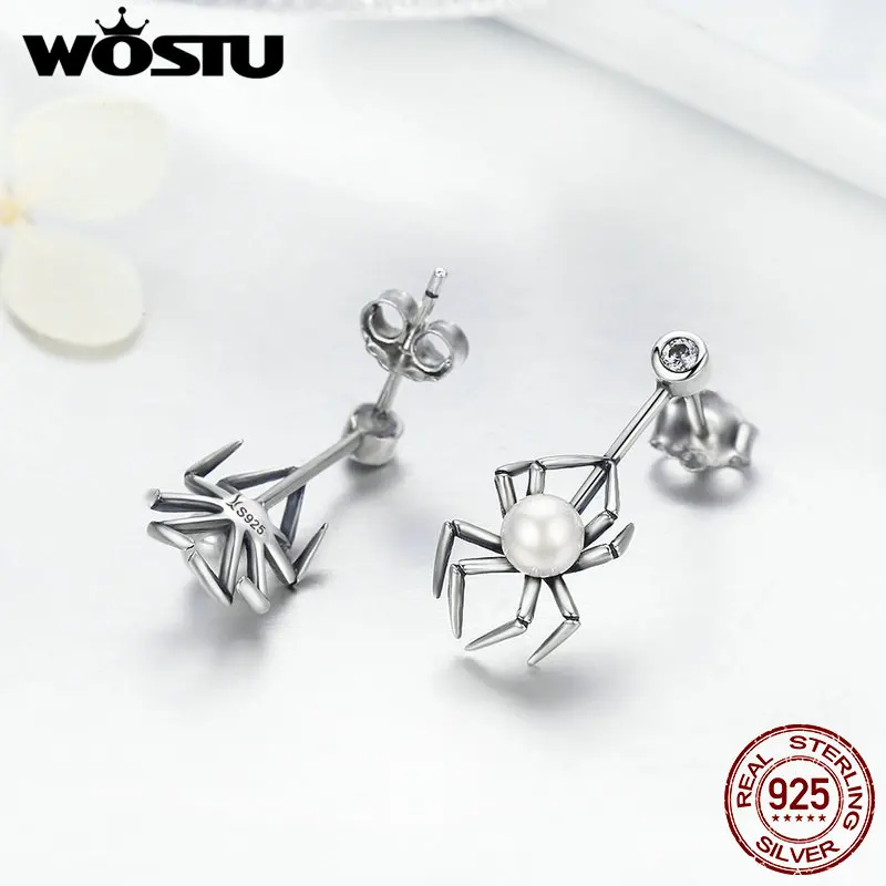 WOSTU подлинные 925 пробы серебряные крутые Висячие серьги для женщин Роскошные ювелирные украшения подарок CQE072