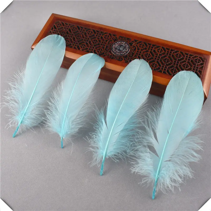 Light Blue Высокое качество, натуральный цвет, окрашенные гусиные перья, 20 шт./лот, 13-18 см, 5-7 дюймов, сделай сам, ювелирные украшения, Шлейфы и перья для рукоделия - Цвет: Light Blue