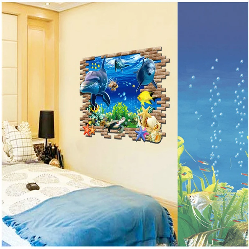 Горячая Распродажа Style 3D наклейки с картинками дельфинов подводный мир для
