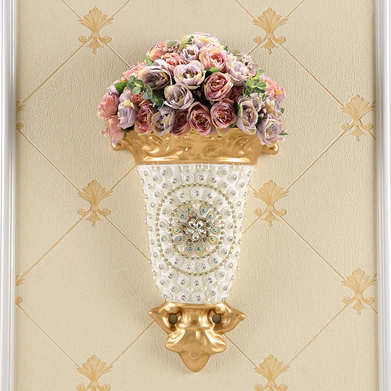 Роскошные Алмазные настенные полимерные вазы искусственные цветы горшок