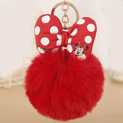 red Микки Подушка Porte clef пушистый брелок помпон llavero шарик из меха кролика на сумку брелок для женщин chaviro sleutelhanger EH889 - Цвет: red