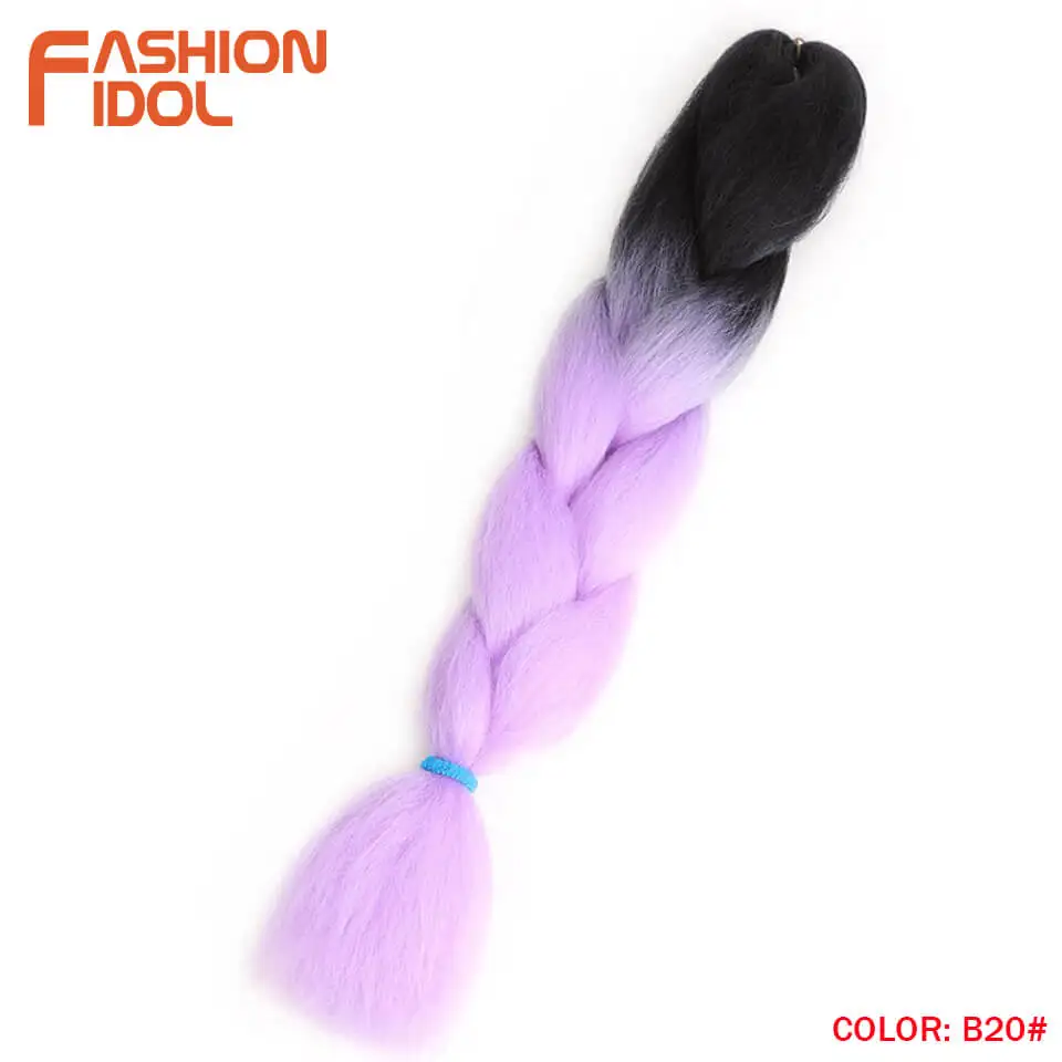 FASHION IDOL Synthetic Braiding Hair Ombre Kanekalon 24 Inch 100g/Pack Blonde Grey Crochet Braids Hair Extensions Jumbo Braids