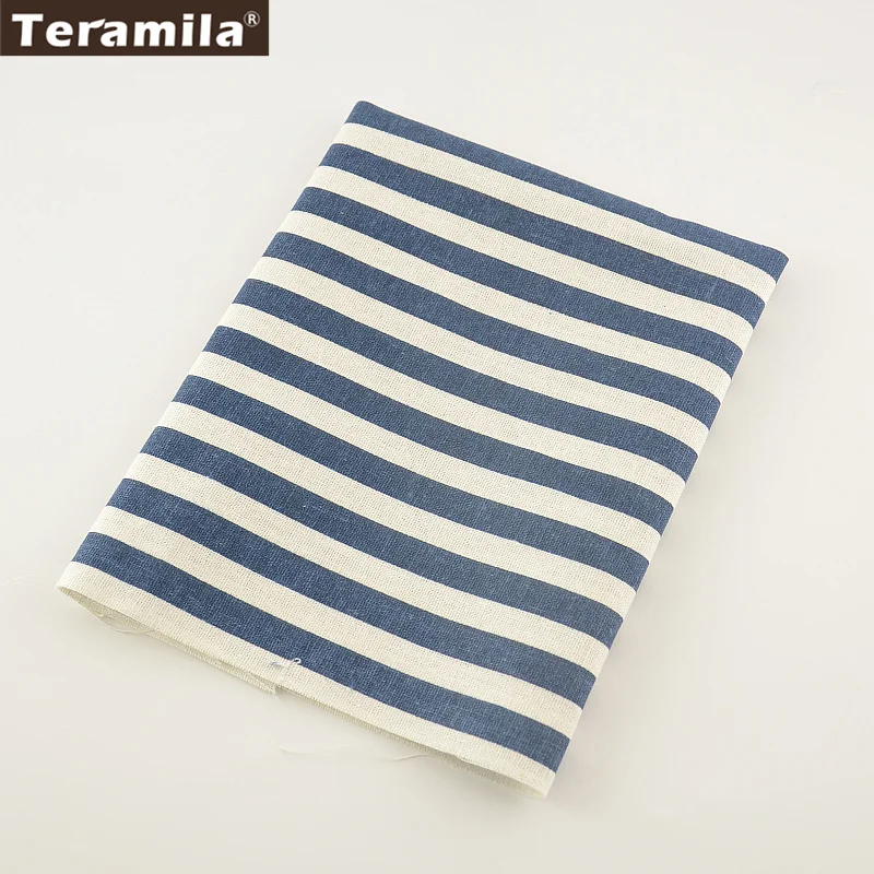 Deep Blue Strips Cotton Home Textile Linen Fabric Sewing Material Tissu TERAMILA Tablecloth Pillow Bag Curtain Cushion | Дом и сад