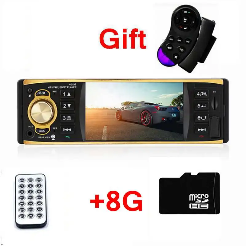 add 8G Card 1 Din автомагнитола 4,1 дюймов стерео плеер MP3 MP5 автомобильный аудио плеер Bluetooth рулевое колесо Дистанционное управление USB AUX FM - Цвет: add 8G Card