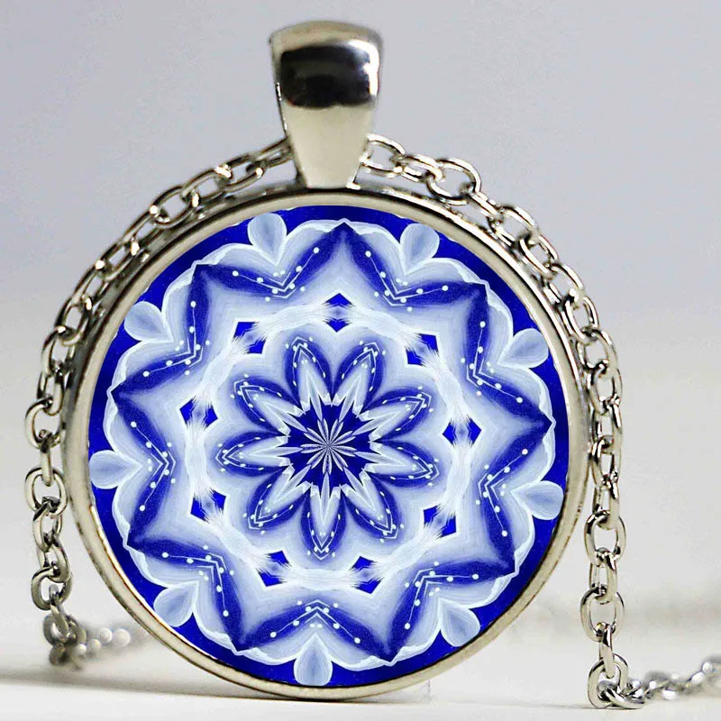 Кулон в виде мандалы Серебряный кулон ожерелье красочный цветной цветок модное