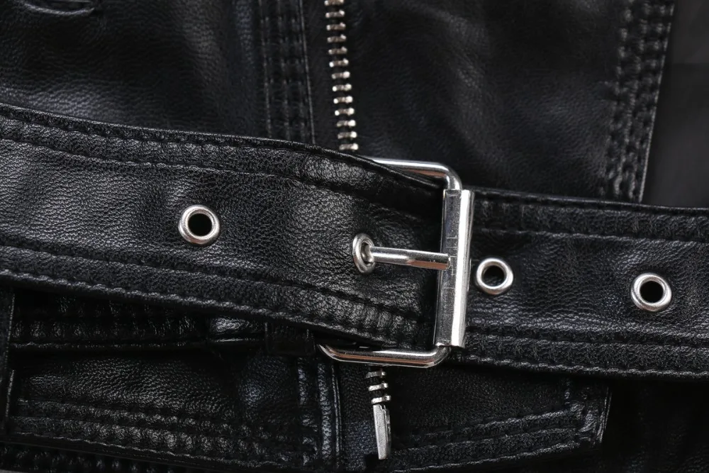 Женский кожаный жилет без рукавов из искусственной кожи с отложным воротником и