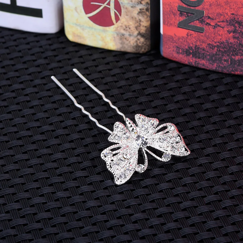 Оптовая продажа 20 штук цветок со стразами женские свадебные волос партии