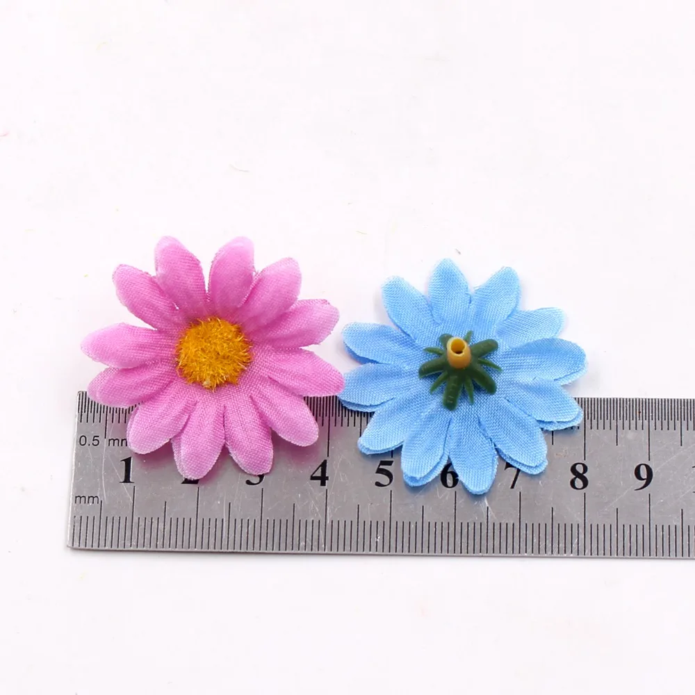 

50pcs Small Silk Sunflower 4cm handwork Artificial Flower Head Wedding Decoration DIY Wreath Scrapbooking Craft Fake Flower