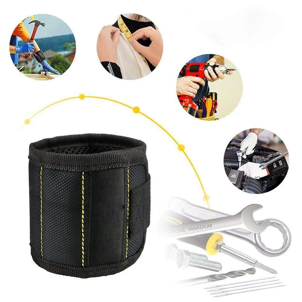 Magnetic Wrist Strap with Strong Magnets DIY Men Gifts for Screws Nail Bolts Drill Bits Fasteners Scissors and Other Handy Tool |