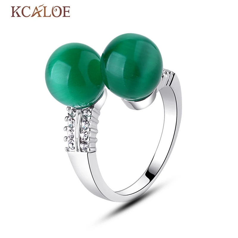 Kcaloe зеленый кольцо опал камень Мода двойной круглый шар девушка элегантный