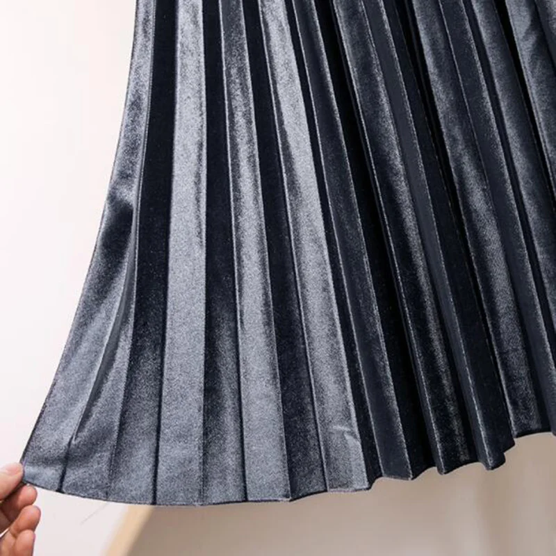 SEDUTMO весенние бархатные юбки для женщин с высокой талией Миди юбка в складку