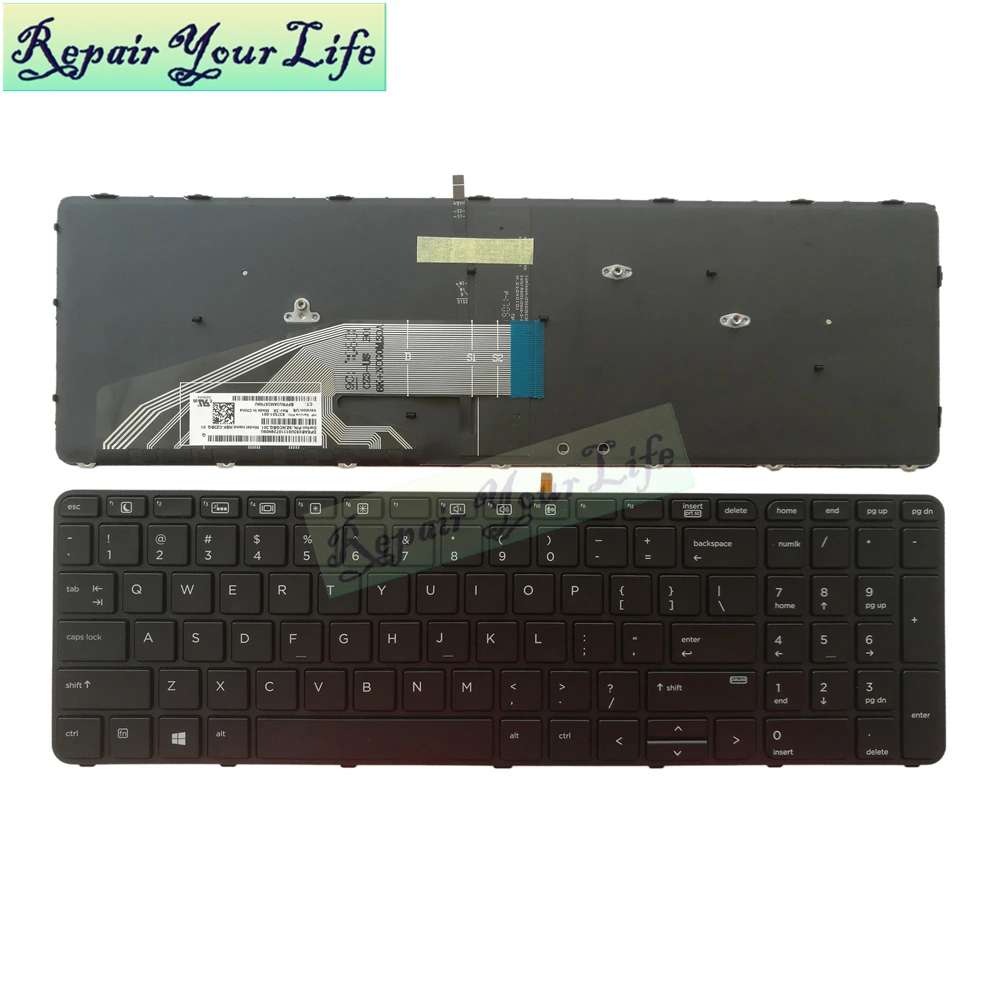 Английская клавиатура для ноутбука HP Probook 450 G3 455 G4 470 черная с подсветкой 837551 001