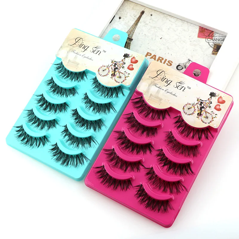 5 пар Черные Накладные ресницы ручной работы грязные с перекрестными накладными