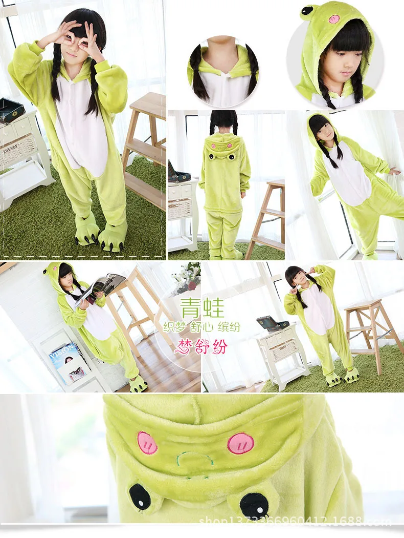 Пижама для семьи Фланелевая пижама в виде лягушки собаки комбинированная с