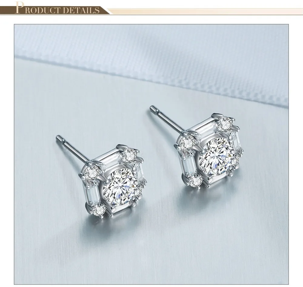 Viennois, модные серьги из серебра 925, белые квадратные серьги для женщин, циркониевые серьги, ювелирные изделия