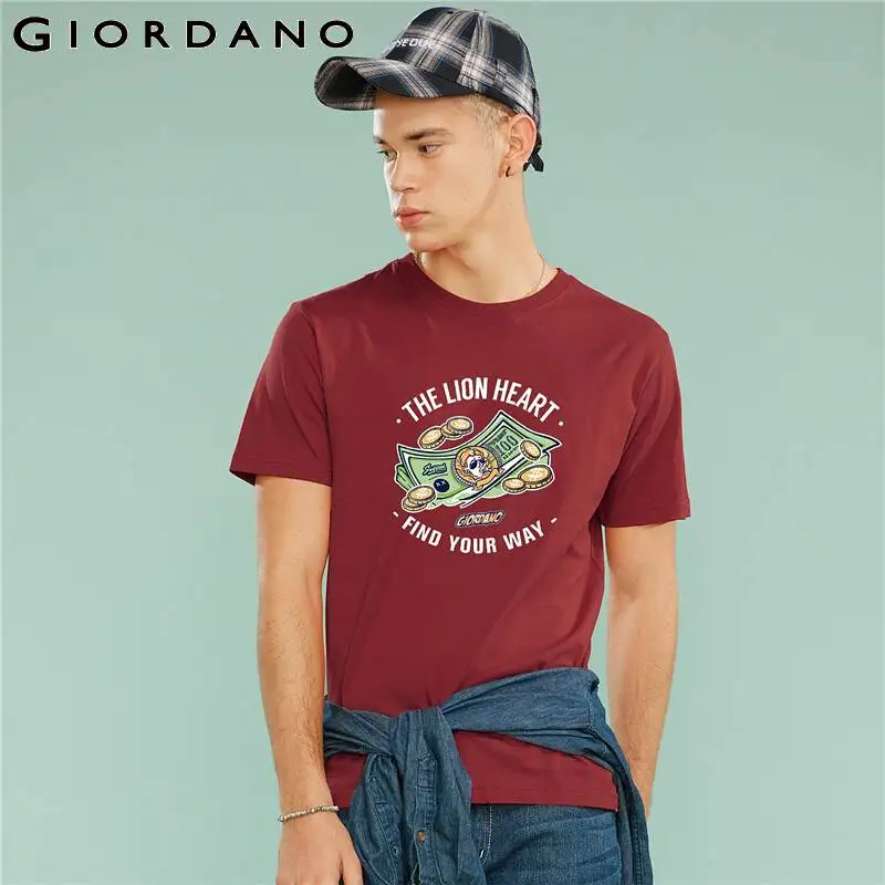 Giordano мужская футболка Supzeol серия тема печатные футболки 100% Чистый хлопок Круглый