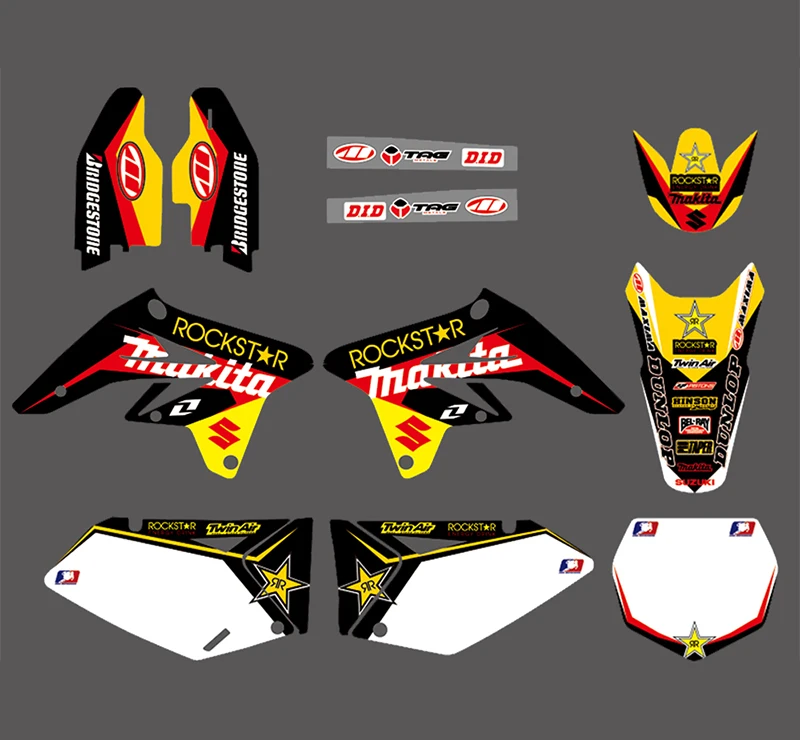 Мотоцикл RMZ250 RMZ 250 наклейки набор графических наклеек для SUZUKI RM250Z 2007 2008 2009 2010 2011 2012