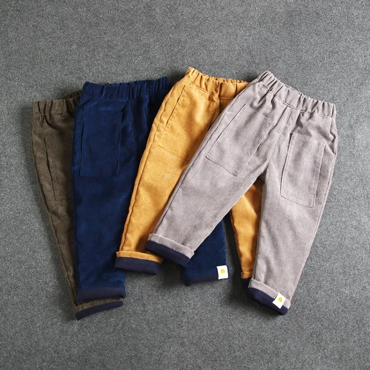 winter new fashion baby corduroy pants boys thicken solid straight trousers children keep warm bottoms child autumn |