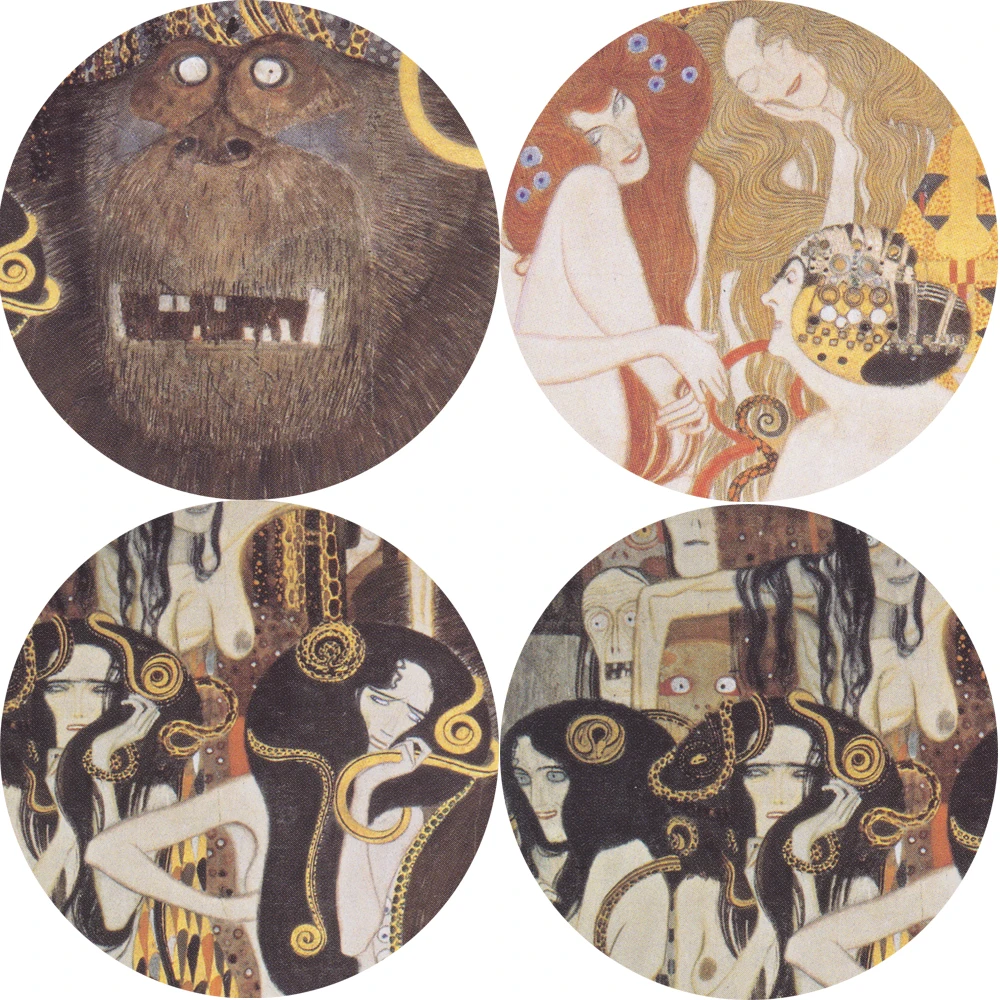 Gustav Klimt Paintings Reproductions On The Wall Beethoven Frieze Art Canvas Prints Nude Cuadros Pictures For Living Room | Дом и сад