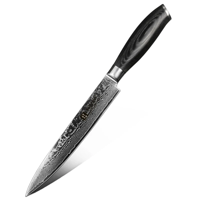 8 in Slicing Knife XINZUO 8 дюймов нож шеф-повара Gyuto нож японский VG10 Дамасские кухонные ножи из нержавеющей стали нож мясника Pakka с деревянной ручкой - Цвет: 8 in Slicing Knife