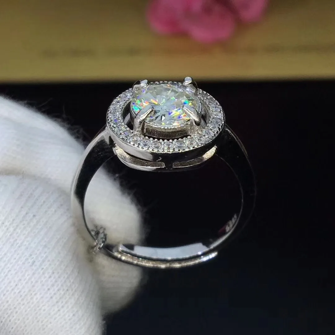 Круглое серебряное кольцо с муассанитом 1ct D VVS роскошное кольцо с муассанитом Weding для женщин
