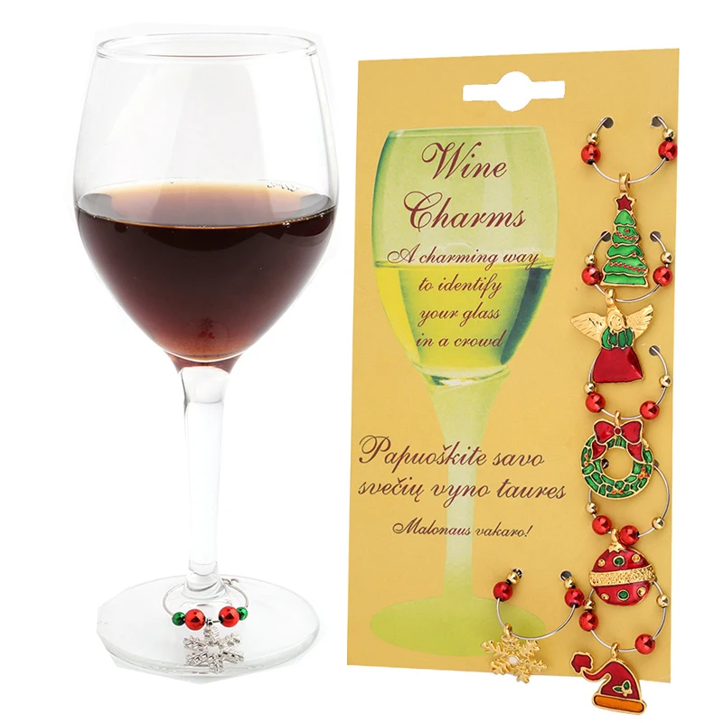1 комплект Рождественский бокал для вина украшение Подвески вечерние новогодние