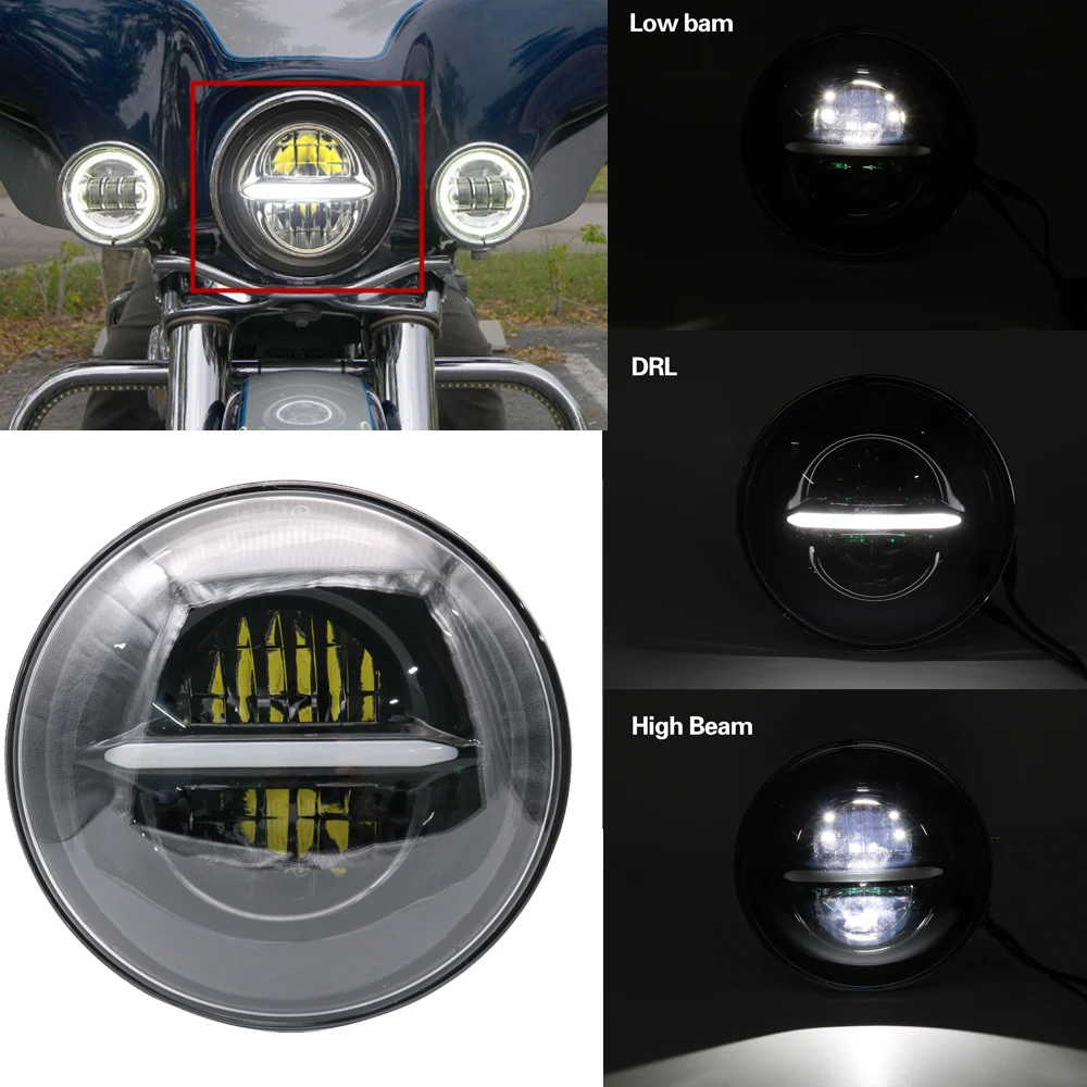 Аксессуары для мотоциклов " Angel Eye налобный фонарь для Harley Softail Touring Road King Street Glide двигатель 7 дюймов круглый светодиодный налобный фонарь
